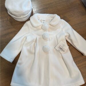 Starting Out White Kids Pea Coat with Hat